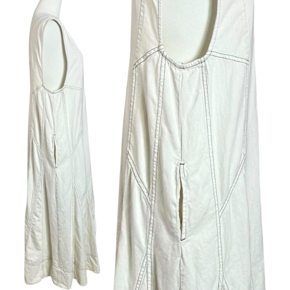 Free People Santino Denim Zip Front Midi Dress in Ecru Size Medium Minimalist - Picture 12 of 15